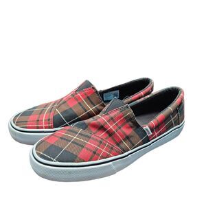 TOMS Alpargata Fenix Red Plaid Slip On Sneakers Size 9.5